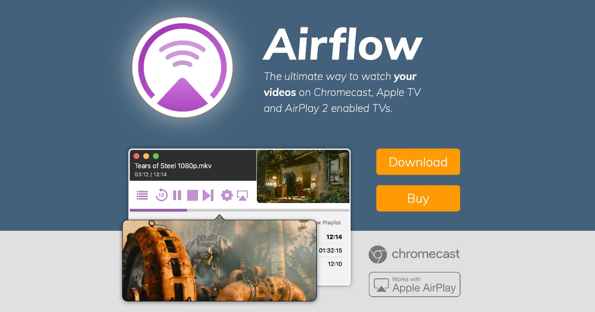 Официальный сайт утилиты Airflow для трансляции Chromecast в macOS
