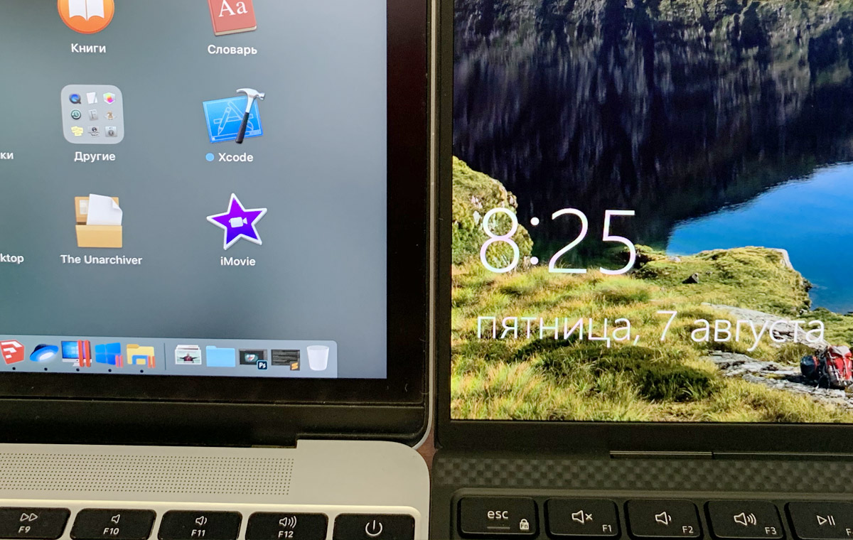 Вот такая разница в толщине рамок экрана Dell XPS 13 и Apple MacBook 12