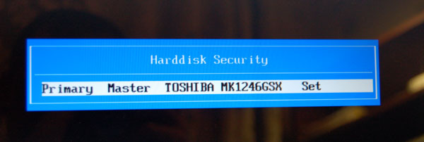 Снятие пароля с жеского диска. HARDDISK SECURITY.