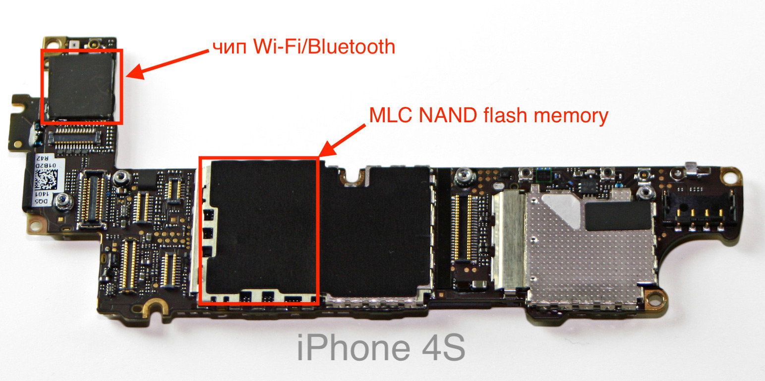 iPhone 4s WiFi модуль и NAND память