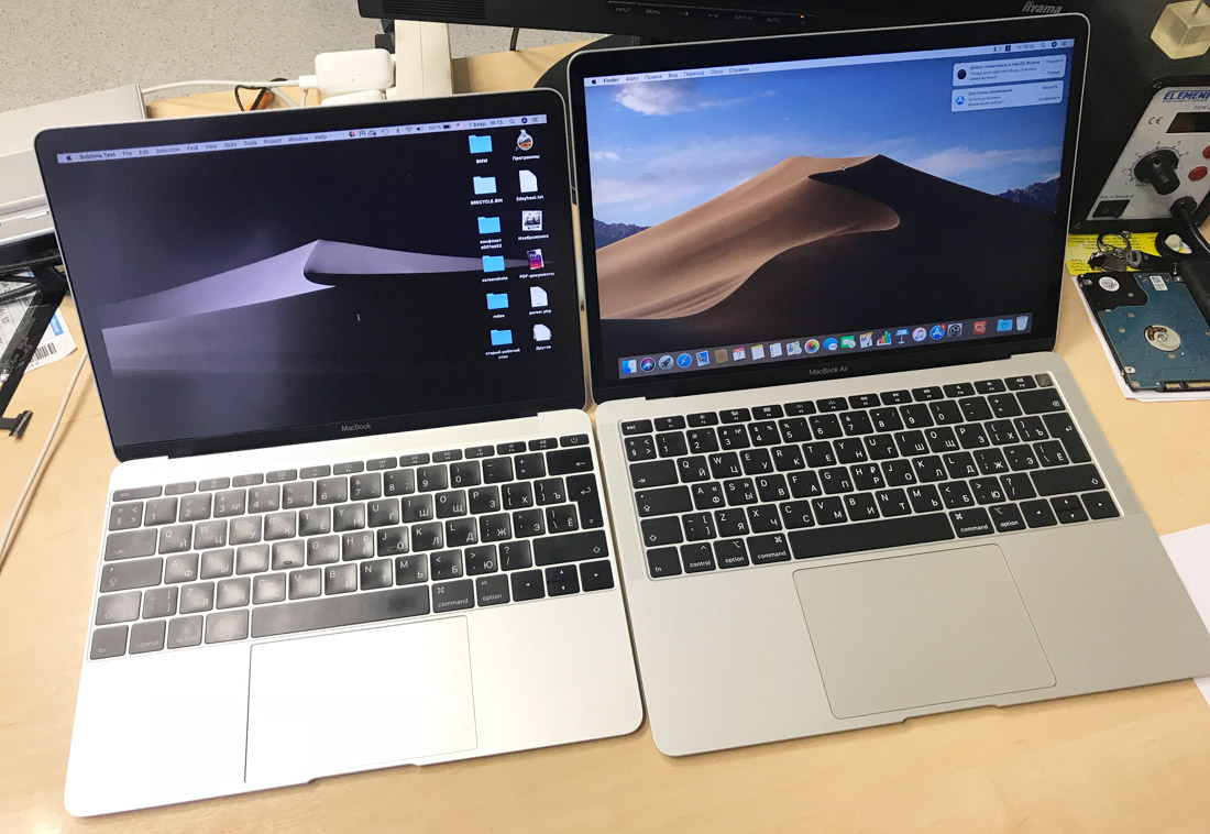 сравнение Macbook Air 2018 и 12-дюймого Macbook