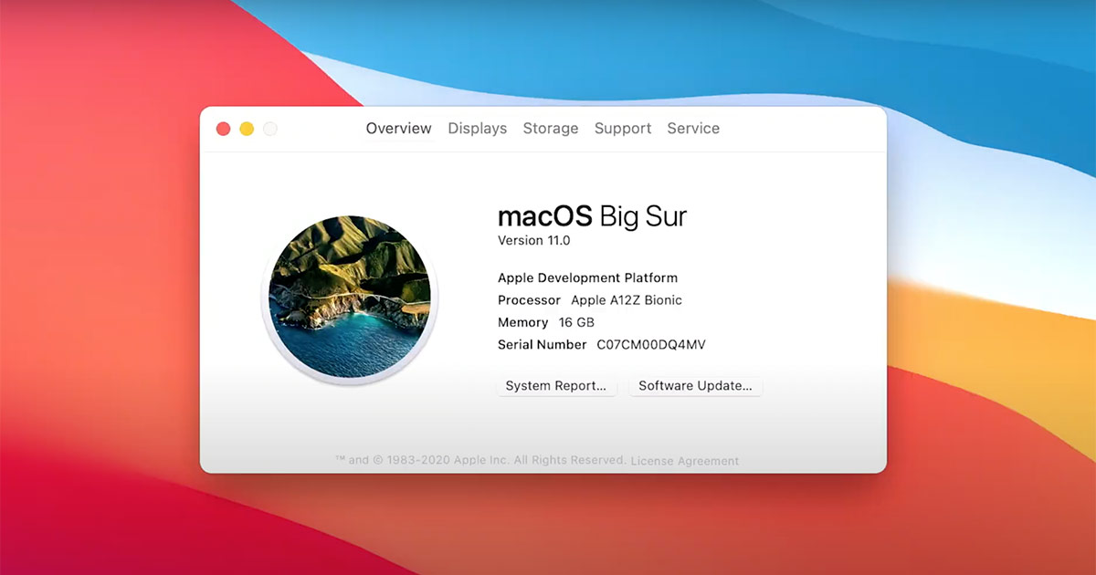 macOS Big Sur на процессоре Apple A12Z Bionic