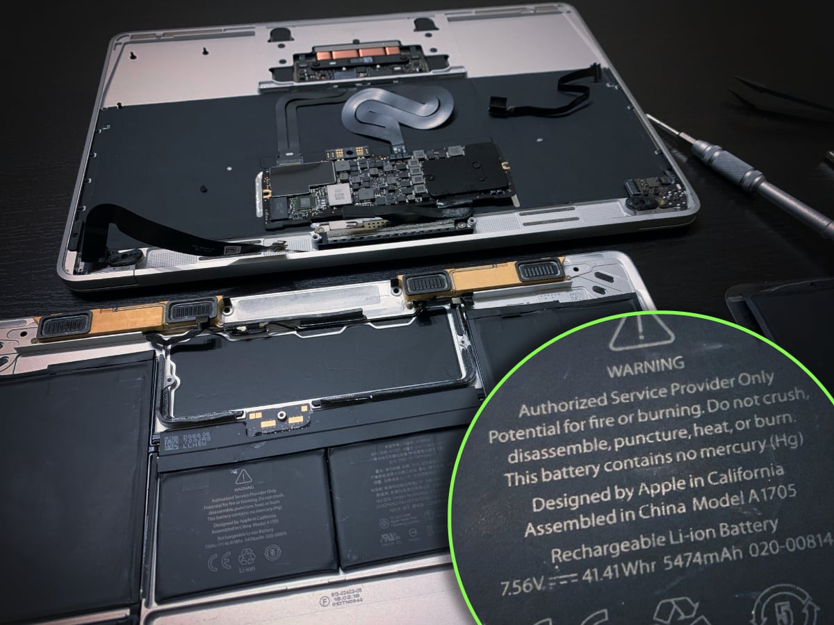 Как снять и заменить батарею на новых MacBook без повреждений