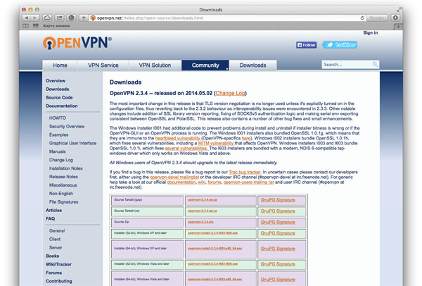 скачиваем OpenVPN с официального сайта