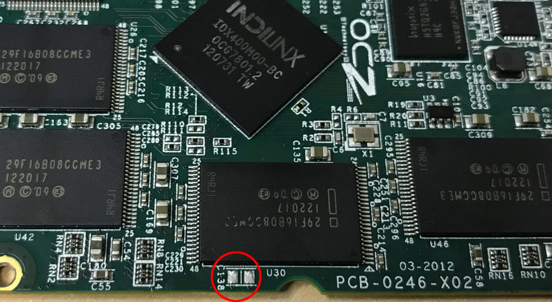 неисправный конденсатор в SSD OCZ Vertex 4