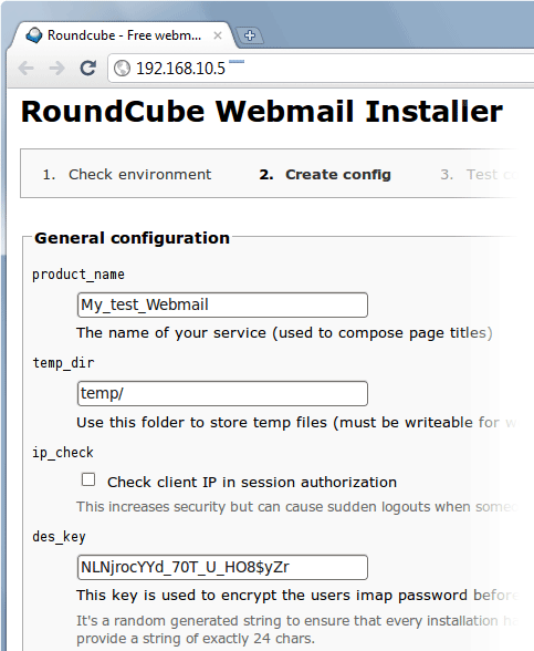 параметры RoundCube