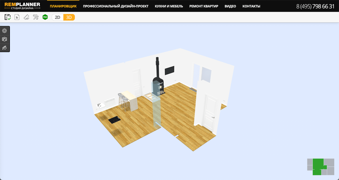 3D моделирование комнаты в REMPLANNER