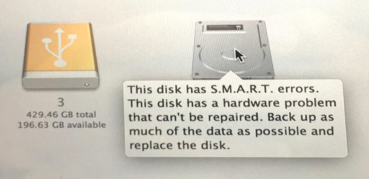 This disk has S.M.A.R.T. errors
