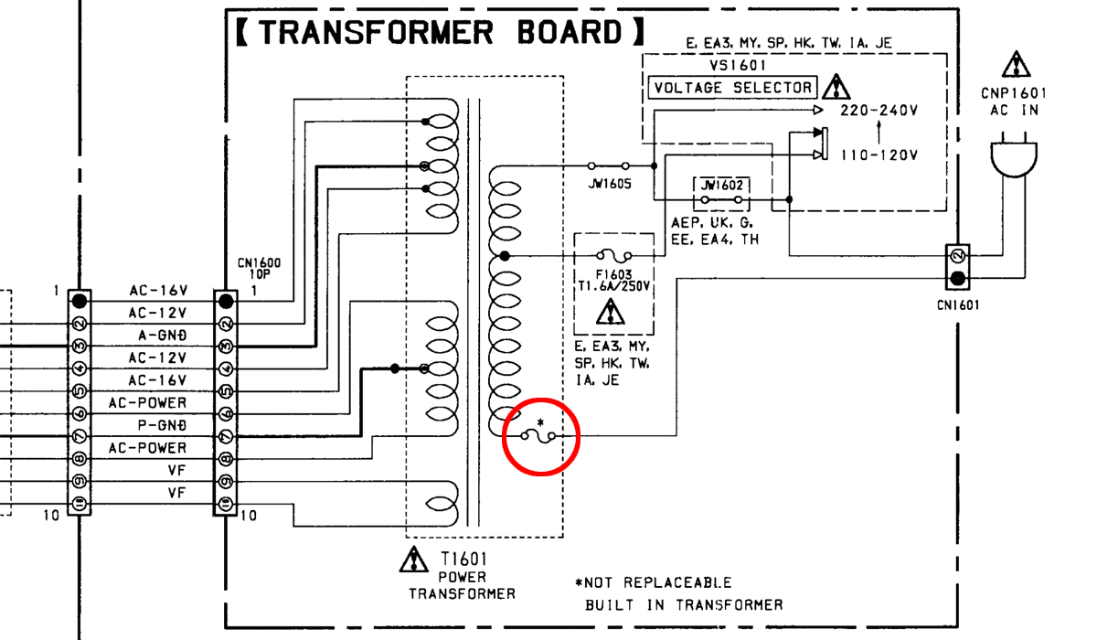 схема млаты трансформатора Sony MHC-RX50