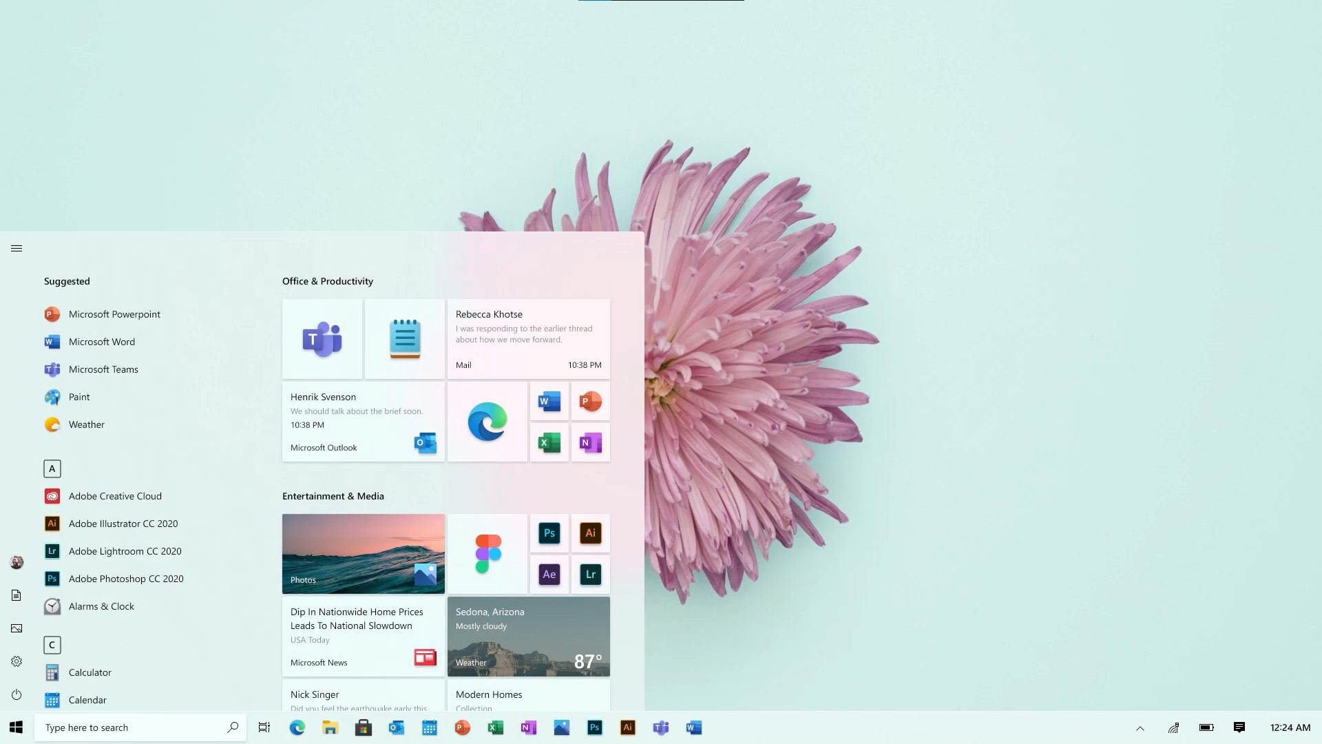 Новый дизайн меню «Пуск» в Windows 10